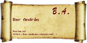 Ber András névjegykártya